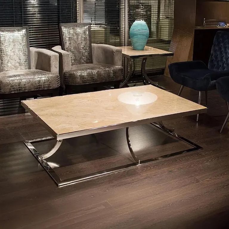 Clearance - Aurora Coffee Table - Marble with Stainless Steel Base - Variation Available - B187