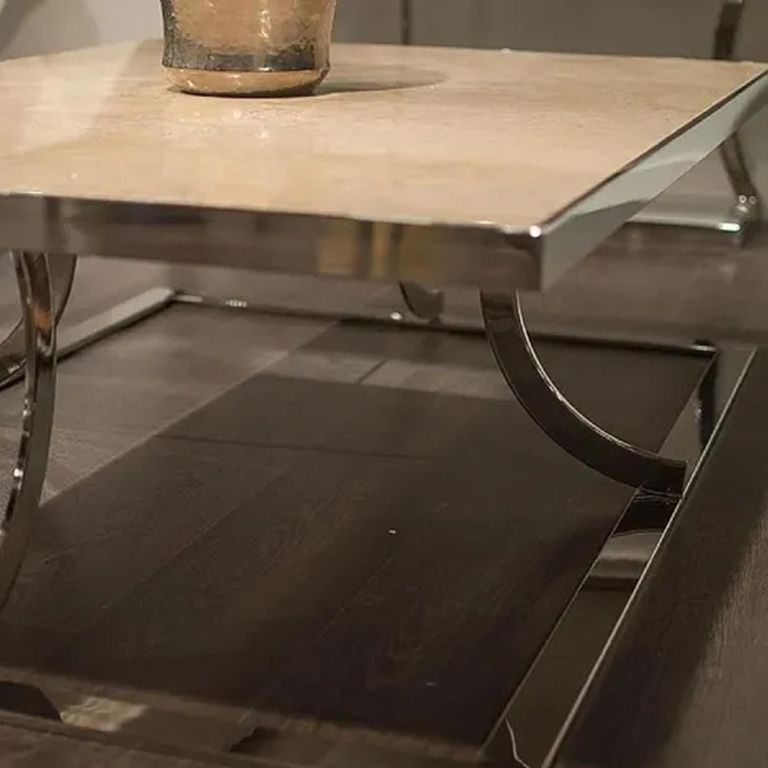 Clearance - Aurora Coffee Table - Marble with Stainless Steel Base - Variation Available - B187