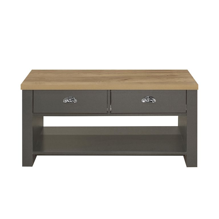 Highgate Coffee Table - 2 Drawer - Dark Grey Painted