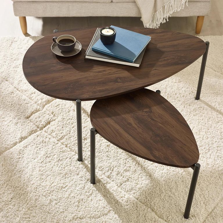 Lorette Nest of 2 Coffee Tables - Teardrop - Walnut