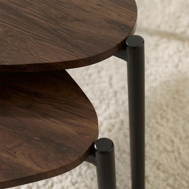 Lorette Nest of 2 Coffee Tables - Teardrop - Walnut