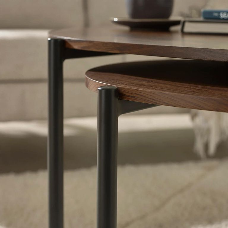 Lorette Nest of 2 Coffee Tables - Teardrop - Walnut