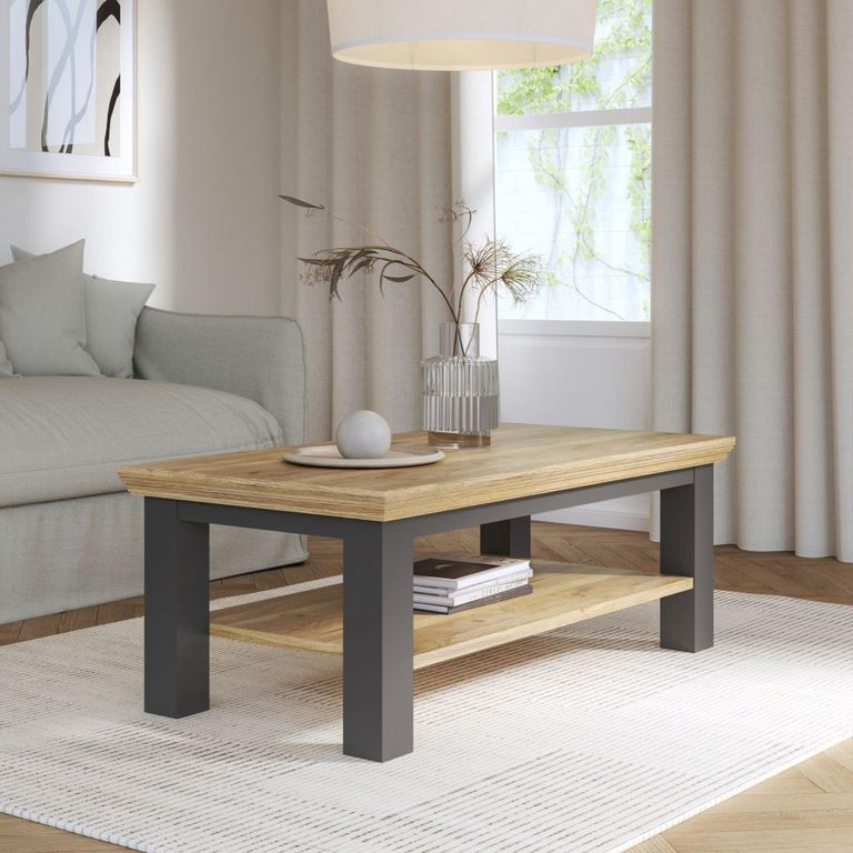 Pontypool Coffee Table - Large - Dark Grey and Light Oak