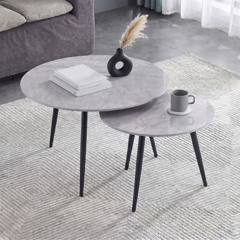 Luna Coffee Tables - Set of 2 - Round - Rebecca Grey Sintered Stone