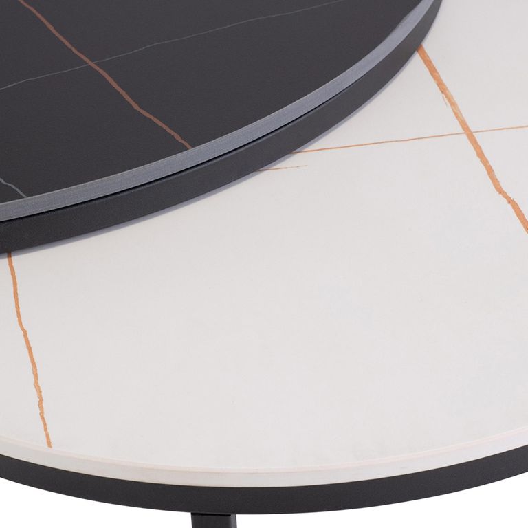 Ferrante Coffee Tables - Set of 2 - Round - White and Black Sintered Stone