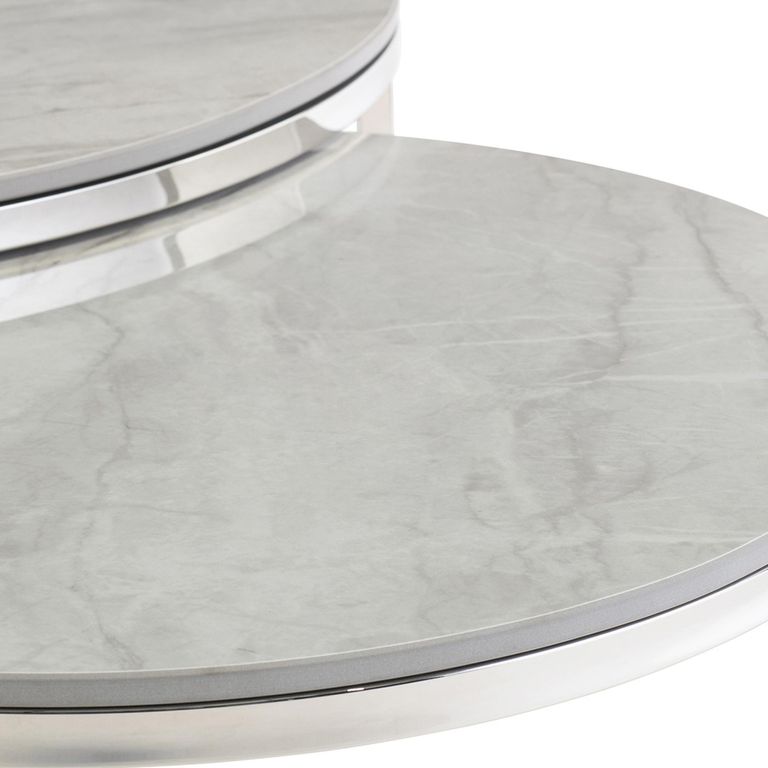 Hanson Coffee Tables - Set of 2 - Round - Sintered Stone and Chrome