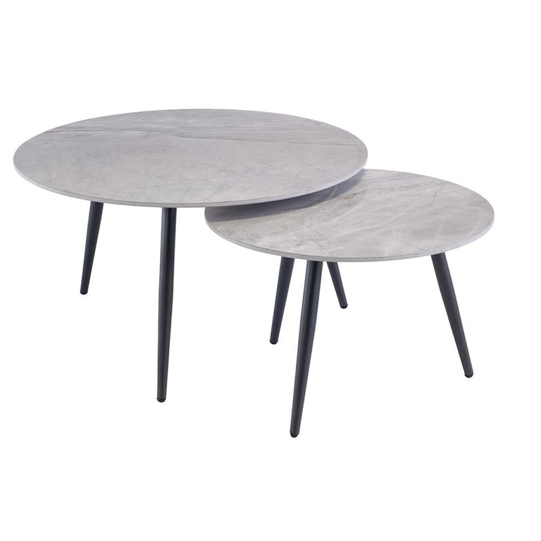 Luna Coffee Tables - Set of 2 - Round - Rebecca Grey Sintered Stone