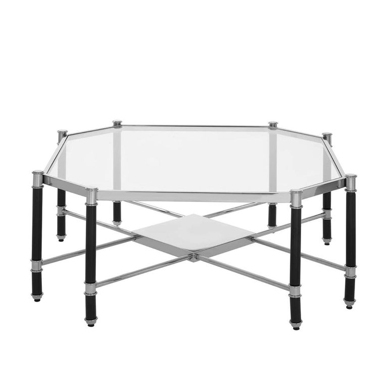 Allessi Coffee Table - Clear Glass and Chrome - Octagonal