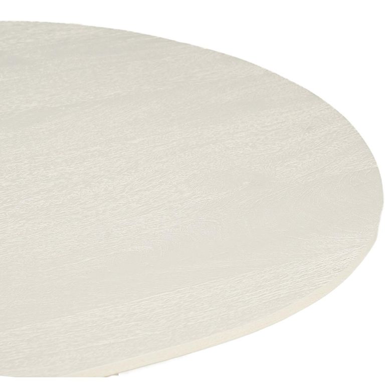 Patrice Fluted Coffee Table - Round - Off White - Mango Wood