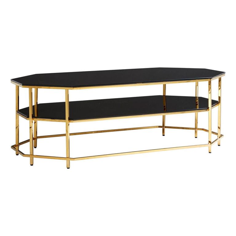 Arezzo Coffee Table - Black Glass and Gold Metal