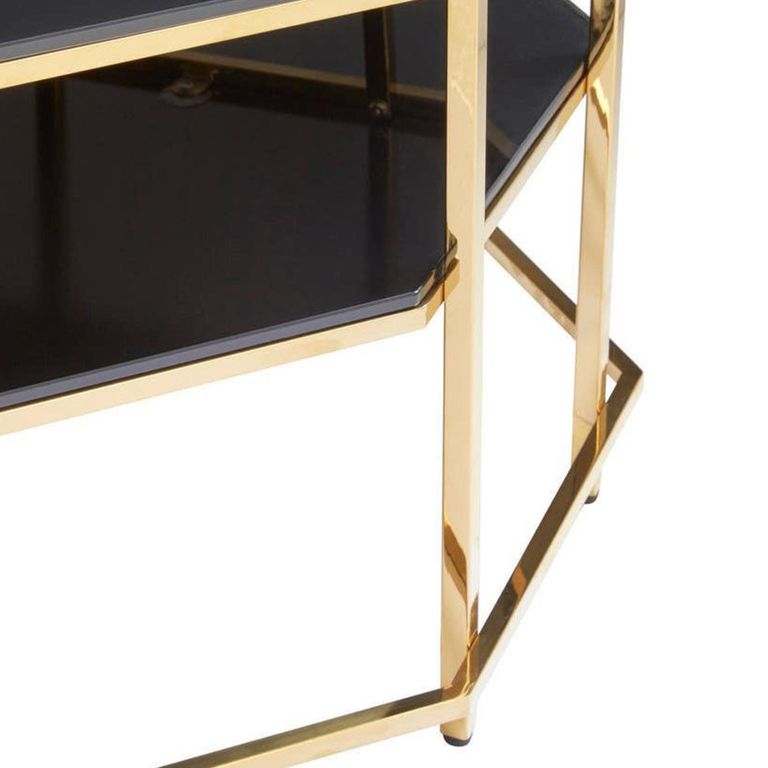 Arezzo Coffee Table - Black Glass and Gold Metal