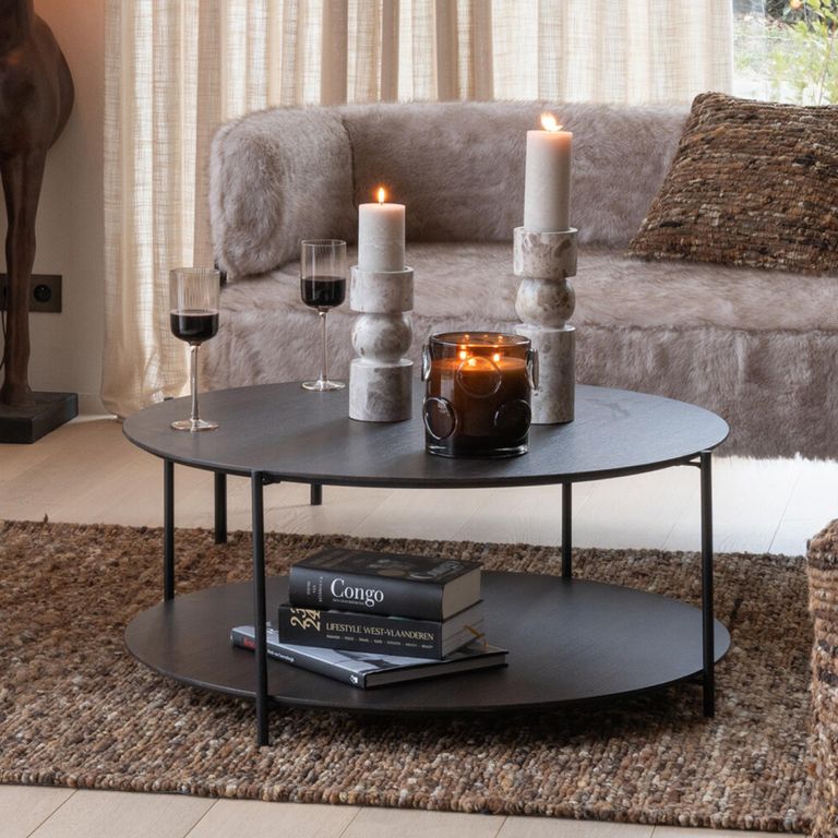 Coffee Table - Round - Large - Dark Brown - Metal