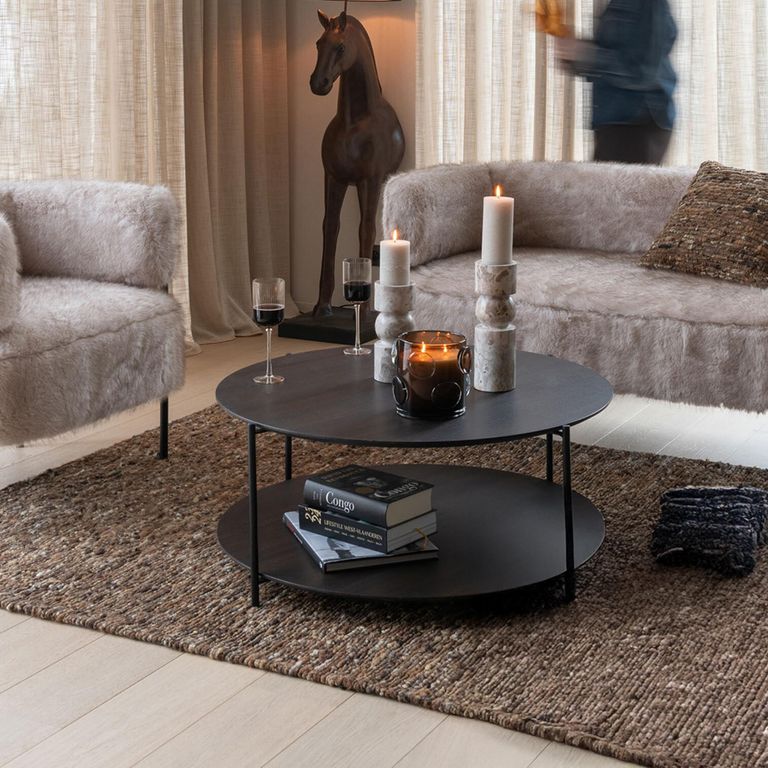 Coffee Table - Round - Small - Dark Brown - Metal