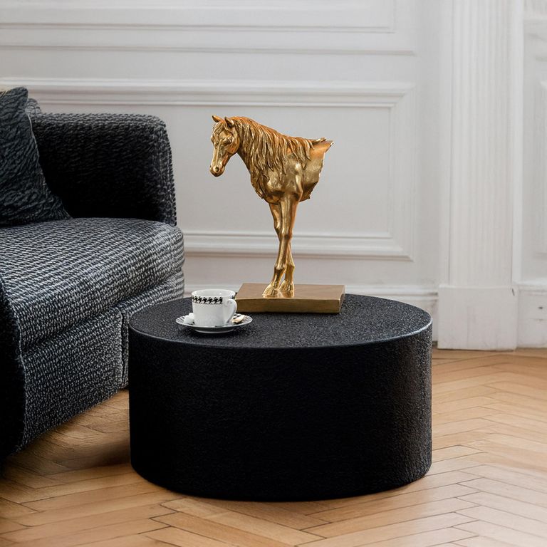 Cylinder Coffee Table - Round - Drum Base - Black - Wood