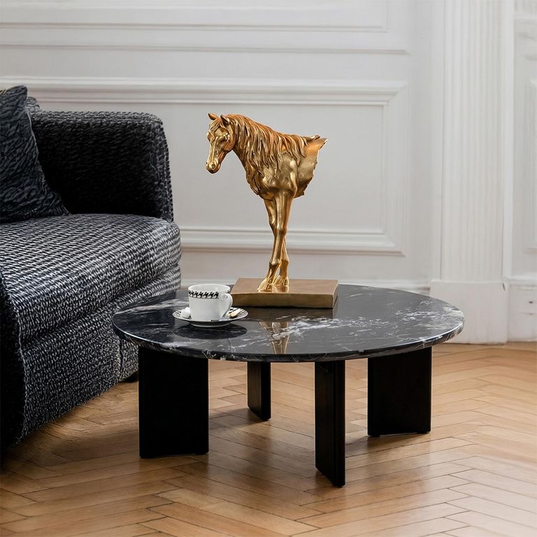 Mathilde Coffee Table - Round - Large - Black - Marble