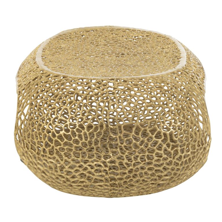 Coffee Table - Oval - Large - Gold Fretwork - Aluminium