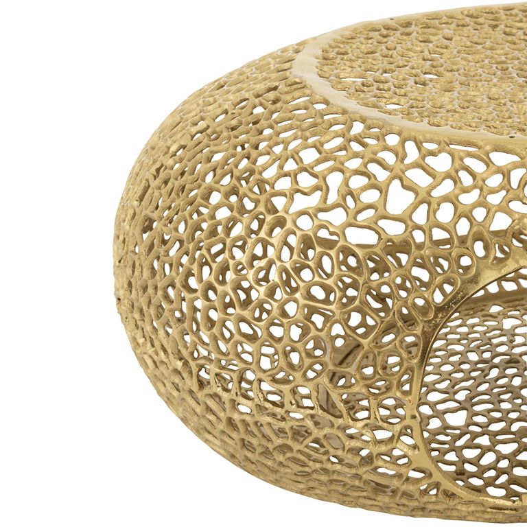 Coffee Table - Oval - Large - Gold Fretwork - Aluminium