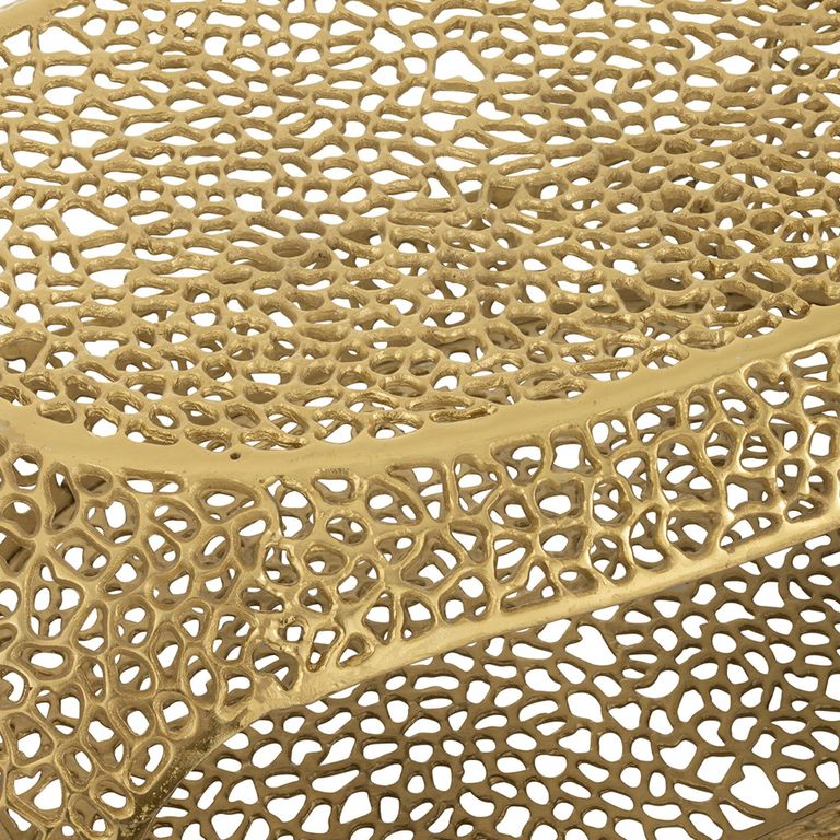 Coffee Table - Oval - Large - Gold Fretwork - Aluminium