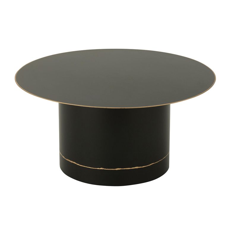 Coffee Table - Round - Large - Cyll Base with Golden Border - Black - Metal