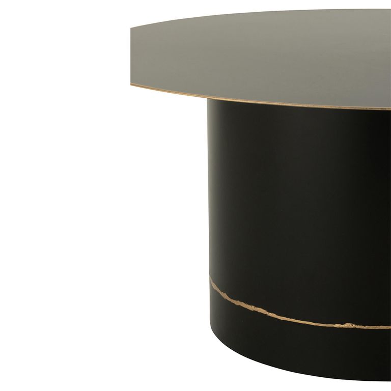 Coffee Table - Round - Large - Cyll Base with Golden Border - Black - Metal