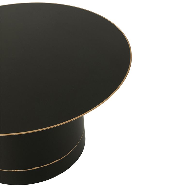 Coffee Table - Round - Large - Cyll Base with Golden Border - Black - Metal