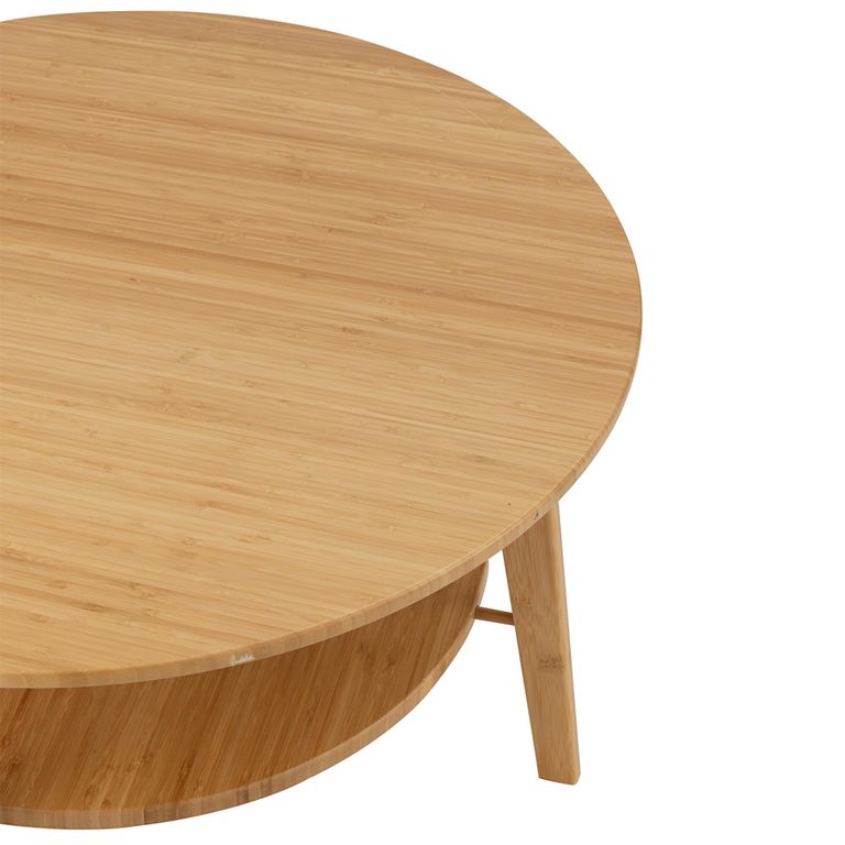 Coffee Table - Round - Large - Natural - Bamboo Wood