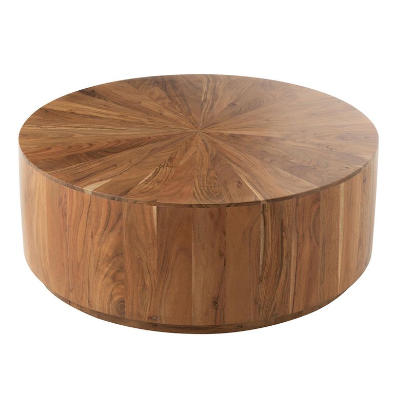 Coffee Table - Round - Drum Base - Natural - Acacia Wood