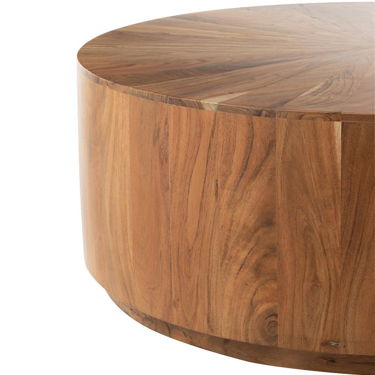 Coffee Table - Round - Drum Base - Natural - Acacia Wood