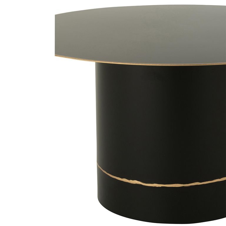 Coffee Table - Round - Small - Cyll Base with Golden Border - Black - Metal