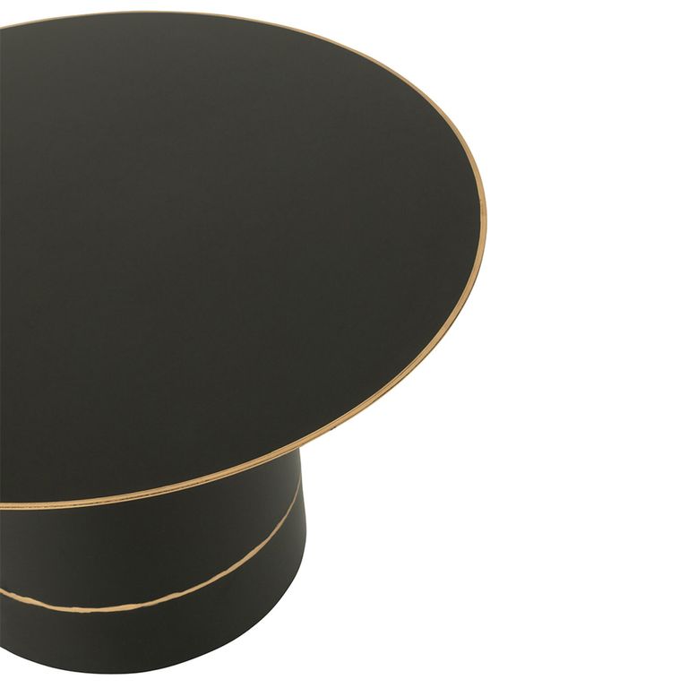 Coffee Table - Round - Small - Cyll Base with Golden Border - Black - Metal