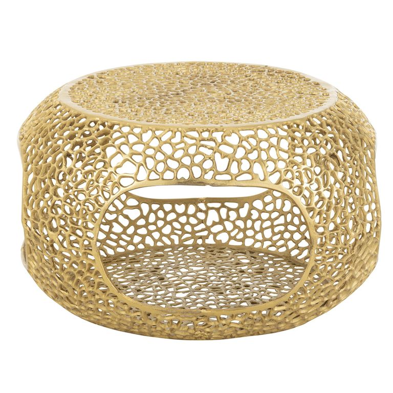 Coffee Table - Round - Small - Gold Fretwork - Aluminium