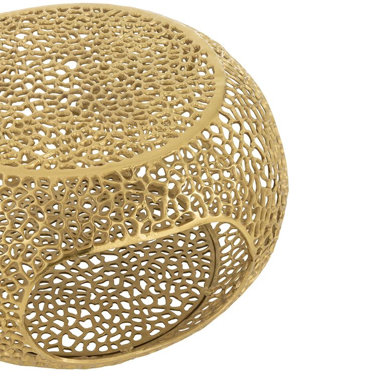Coffee Table - Round - Small - Gold Fretwork - Aluminium