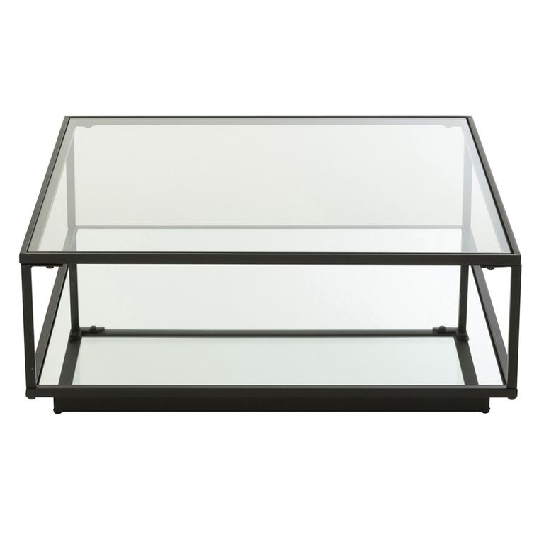 Coffee Table - Square - Large - Mirrored and Black Metal