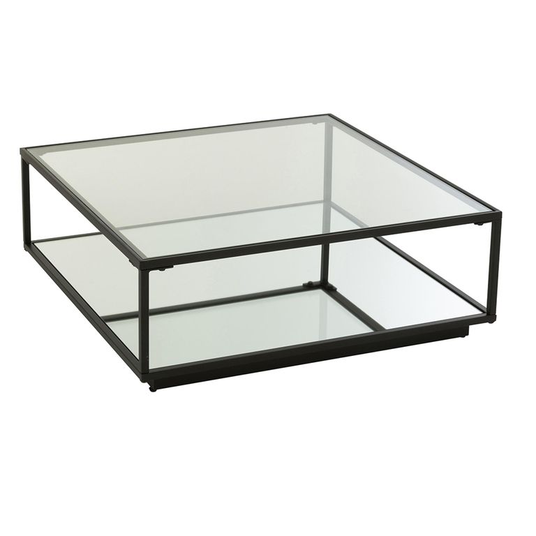 Coffee Table - Square - Large - Mirrored and Black Metal