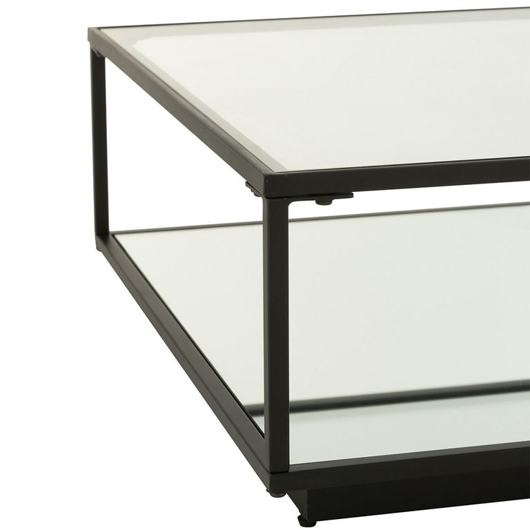 Coffee Table - Square - Large - Mirrored and Black Metal