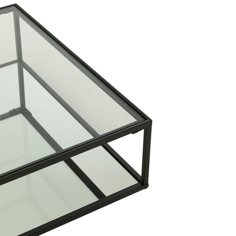 Coffee Table - Square - Large - Mirrored and Black Metal