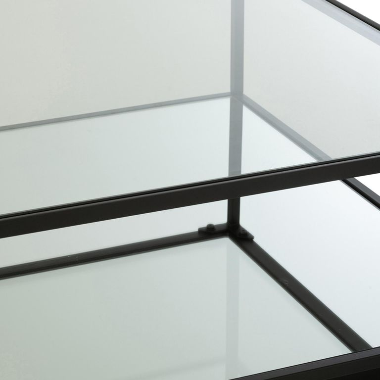 Coffee Table - Square - Large - Mirrored and Black Metal