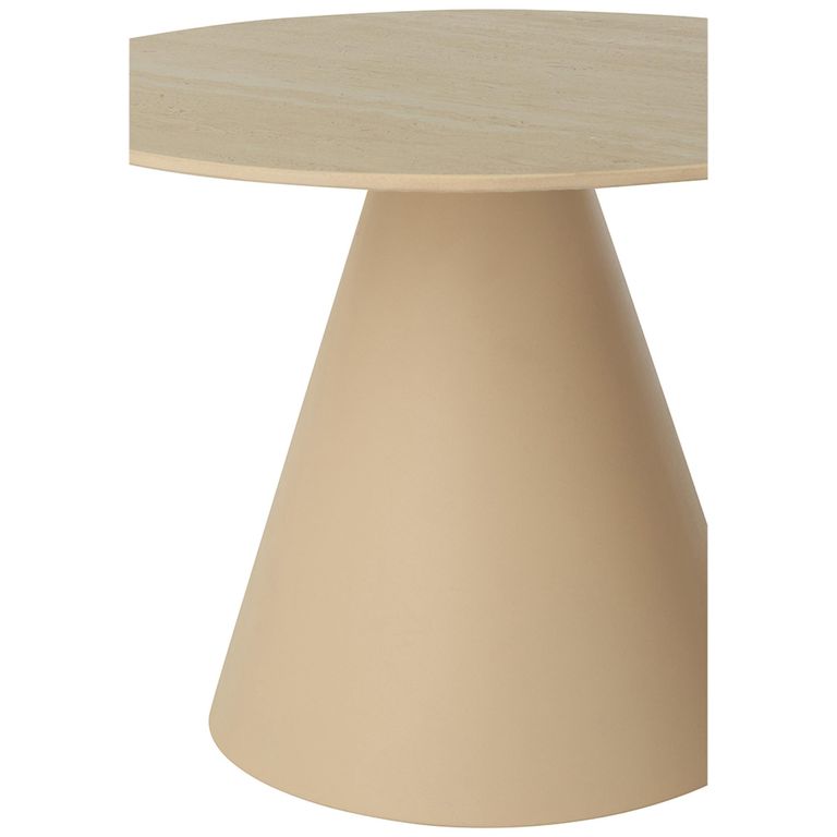 Coffee Table - Round - Set of 2 - Cone Base - Ecru and Beige - Metal