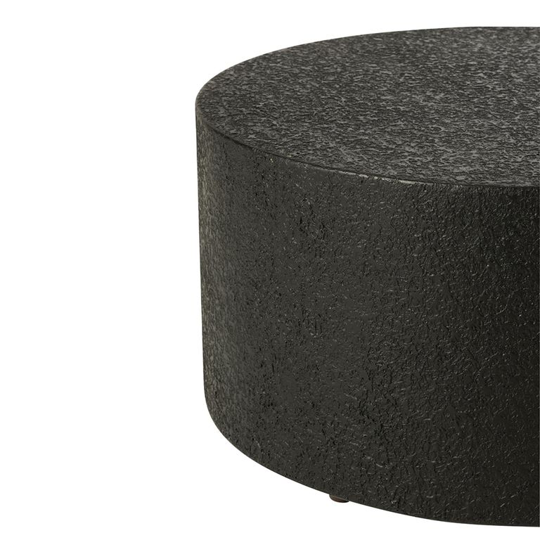 Cylinder Coffee Table - Round - Drum Base - Black - Wood