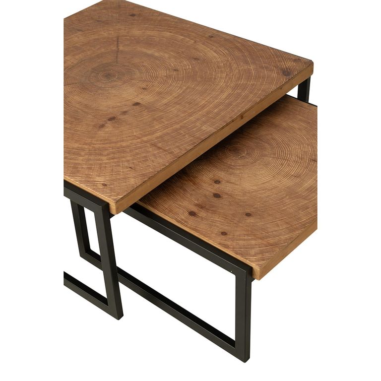 Dos Coffee Table - 2 Tier - Natural and Black - Wood and Metal