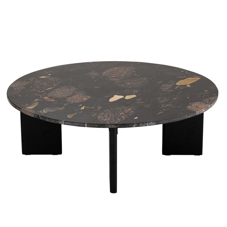 Mathilde Coffee Table - Round - Large - Black Peach - Marble