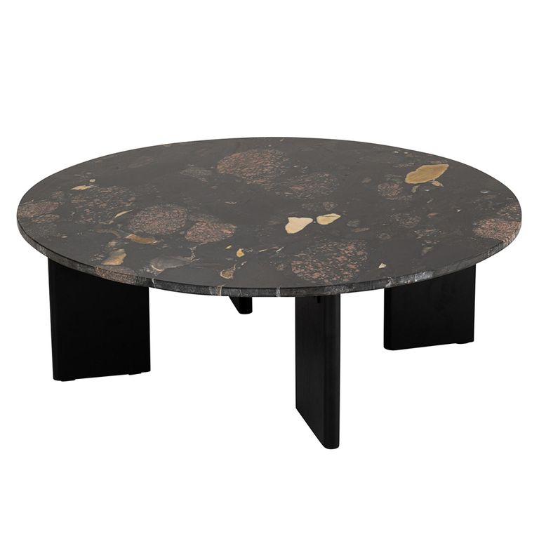 Mathilde Coffee Table - Round - Large - Black Peach - Marble