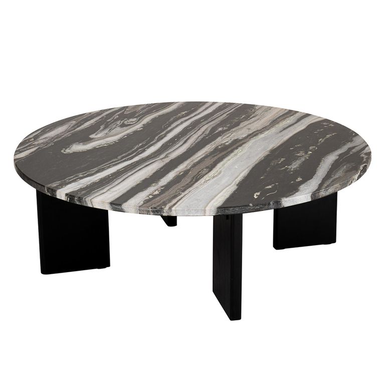 Mathilde Coffee Table - Round - Large - Black and Grey - Marble