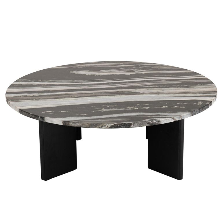 Mathilde Coffee Table - Round - Large - Black and Grey - Marble