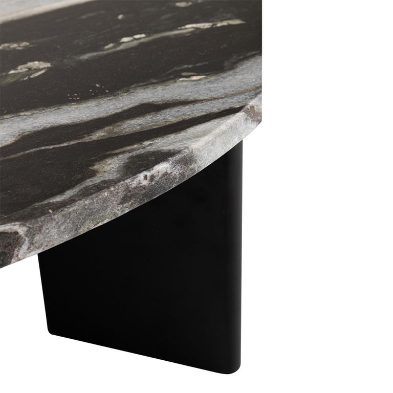 Mathilde Coffee Table - Round - Large - Black and Grey - Marble