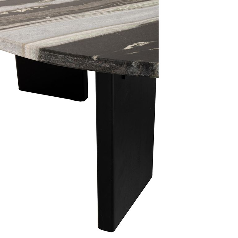 Mathilde Coffee Table - Round - Large - Black and Grey - Marble