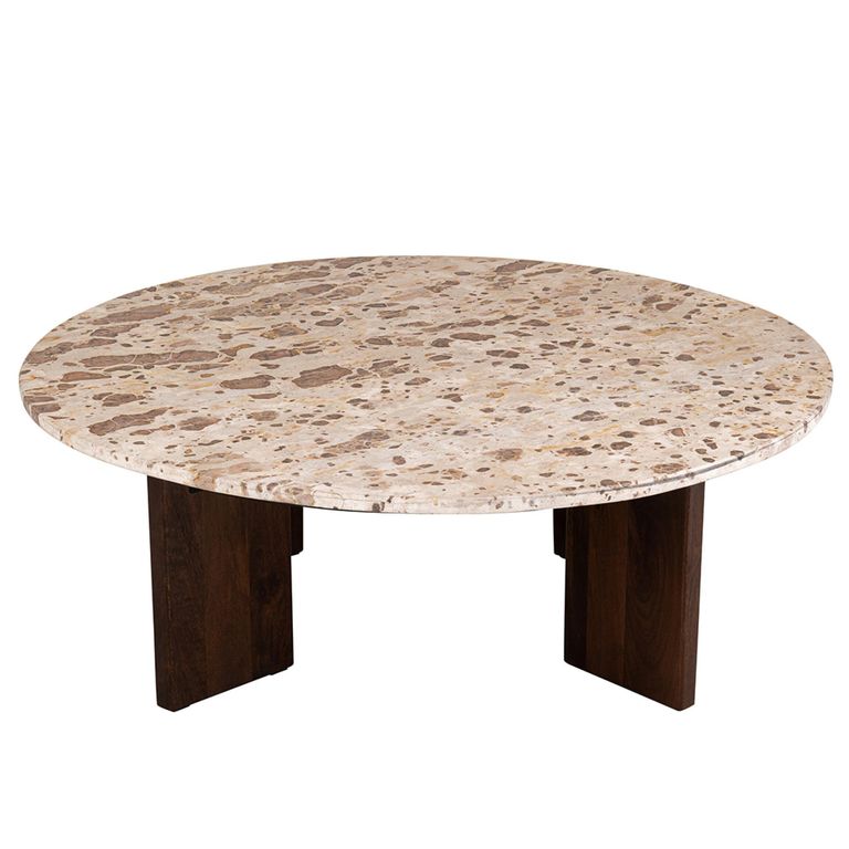 Mathilde Coffee Table - Round - Large - Natural and Beige - Marble