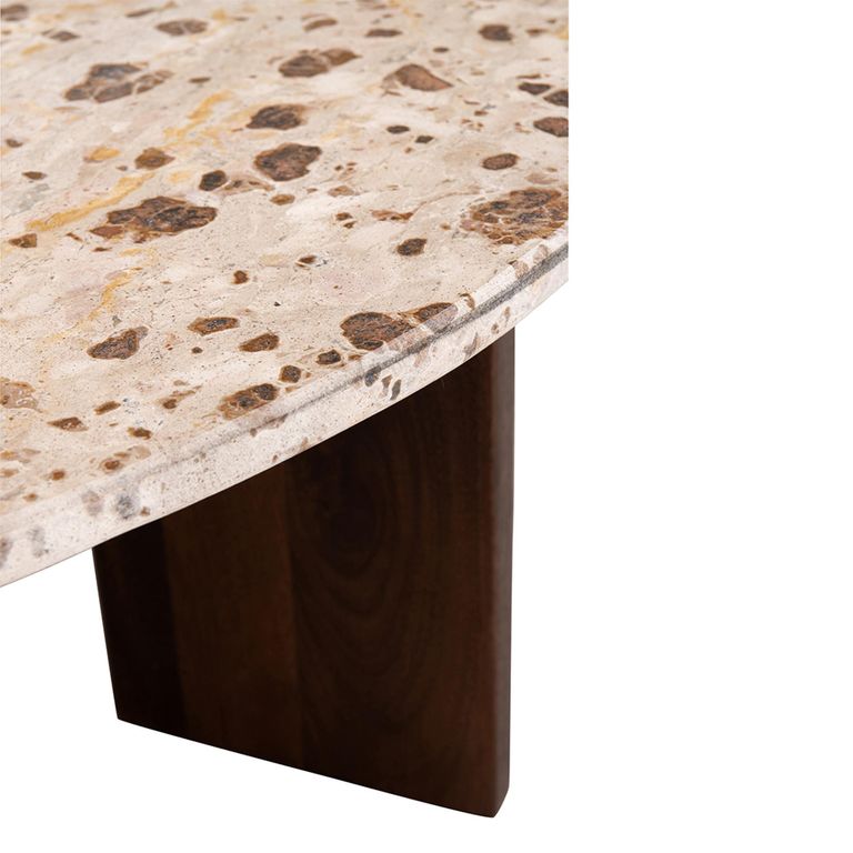 Mathilde Coffee Table - Round - Large - Natural and Beige - Marble