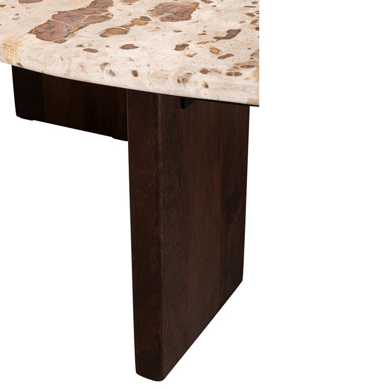 Mathilde Coffee Table - Round - Large - Natural and Beige - Marble