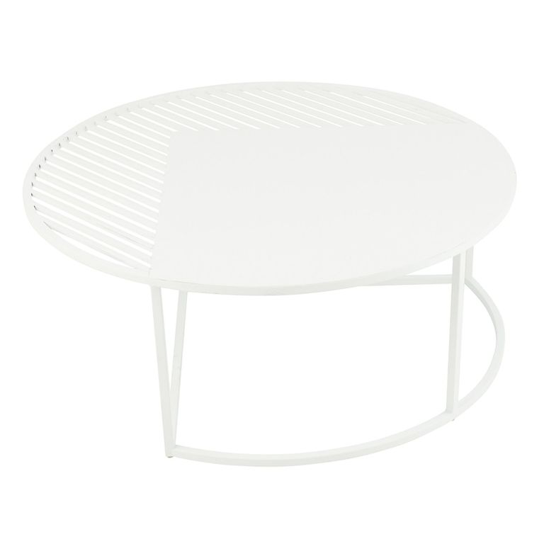 Outdoor Coffee Table - Round - White - Metal